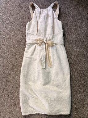 Vera Wang Lavender Floral Jacquard Dress with Gold Accent